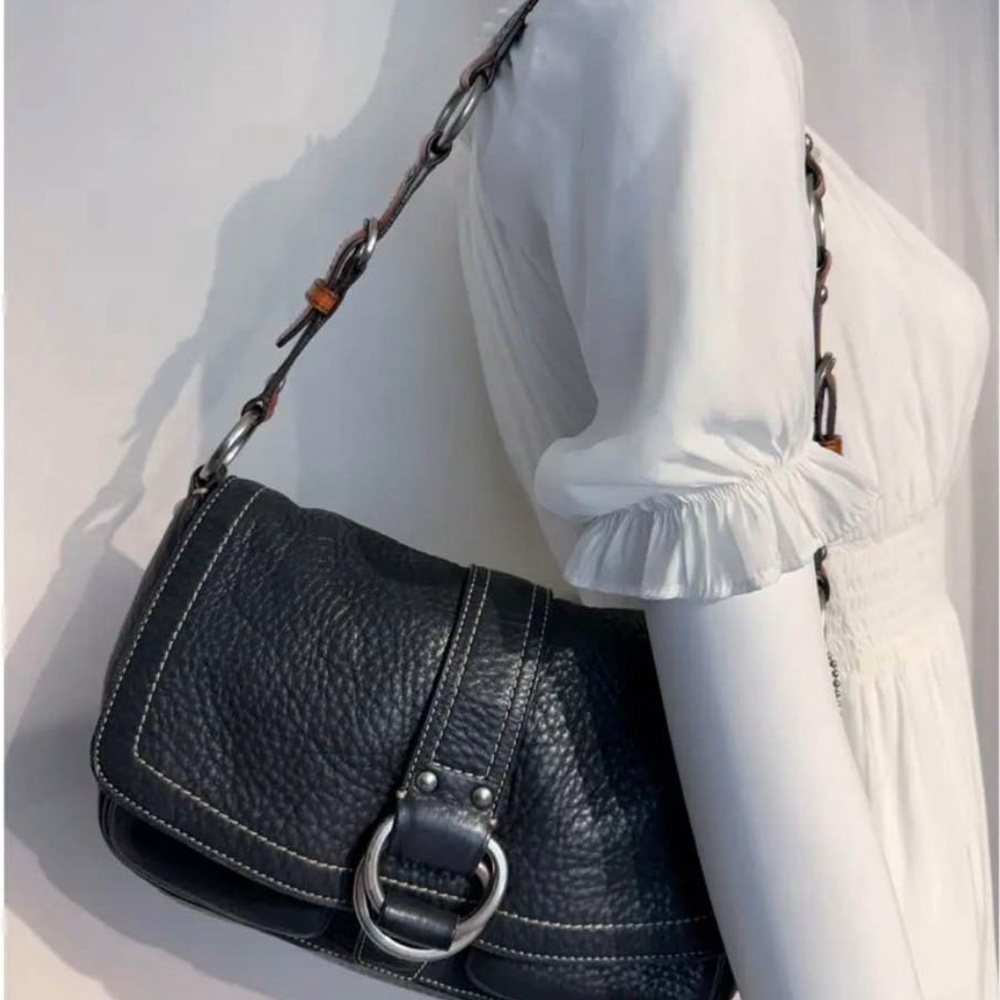 Coach Chelsea Pebbled Black Leather Tote Shoulder Bag Purse Y2K Vintage Retro - Picture 6 of 7